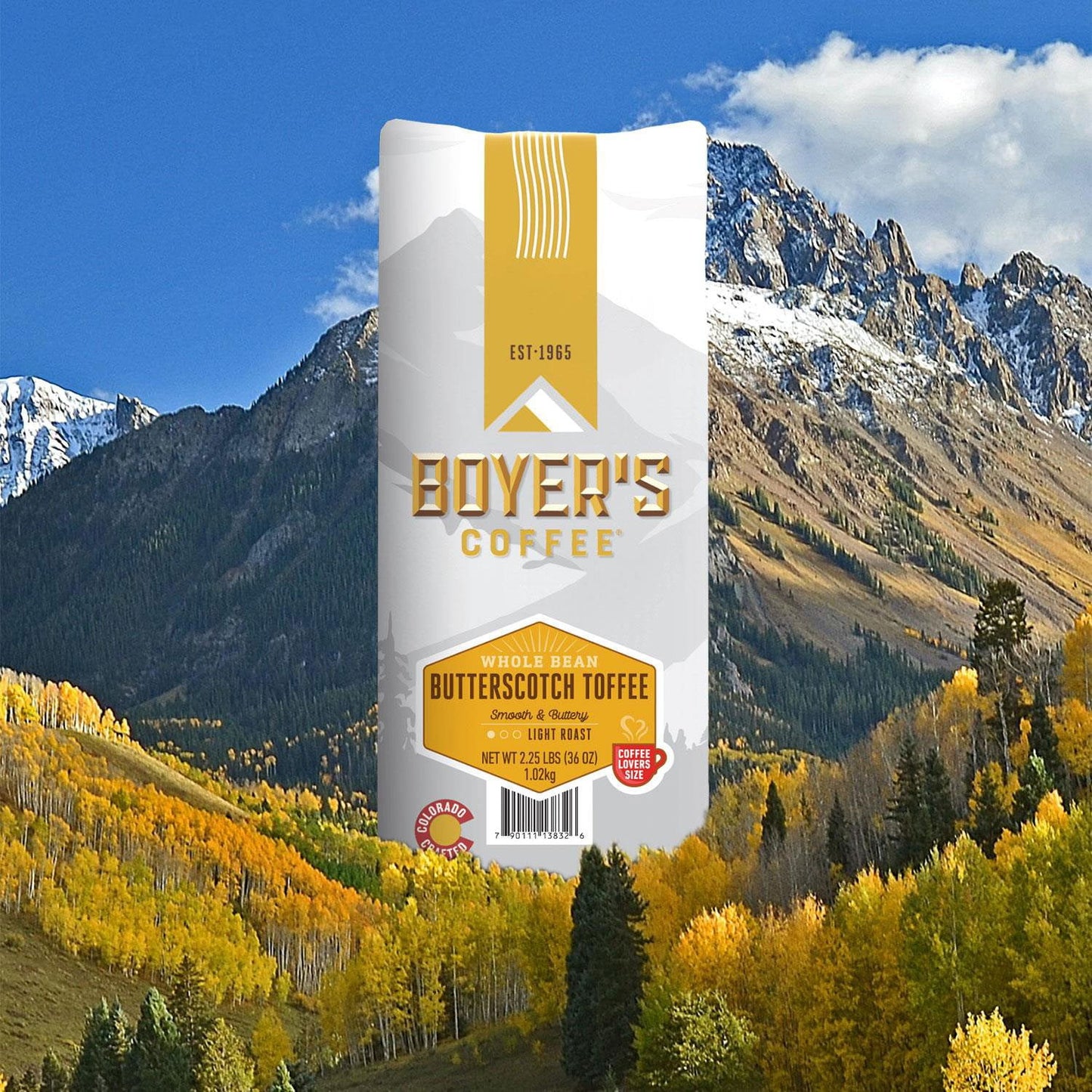 Boyer's Coffee Light Roast Whole Bean, Butterscotch Toffee, 36 oz.