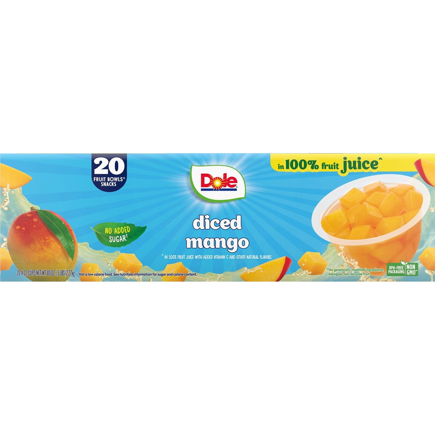 Dole Fruit Bowls Diced Mango in 100% Juice, 4 oz., 20 pk.