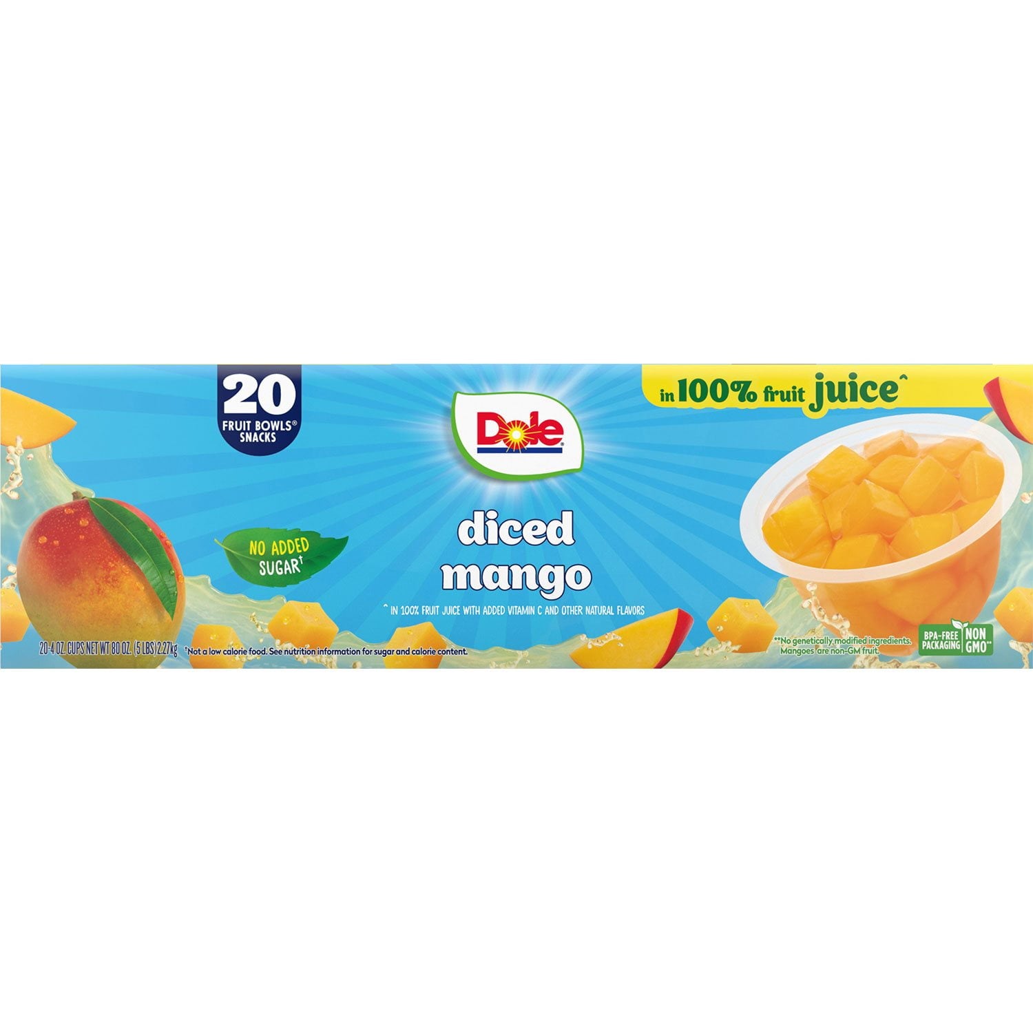 Dole Fruit Bowls Diced Mango in 100% Juice, 4 oz., 20 pk.