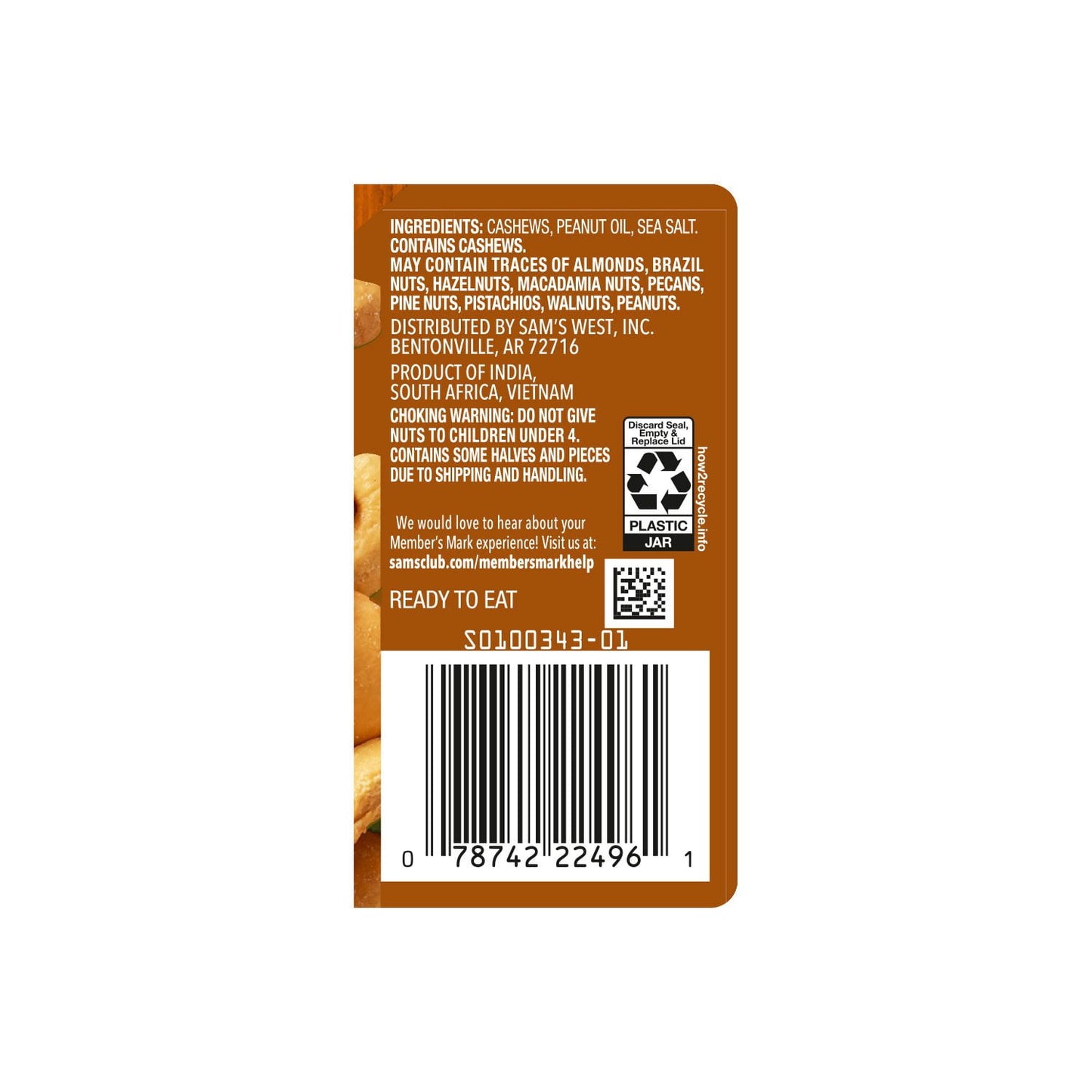 Member's Mark Lightly Salted Whole Cashews, 33 oz.
