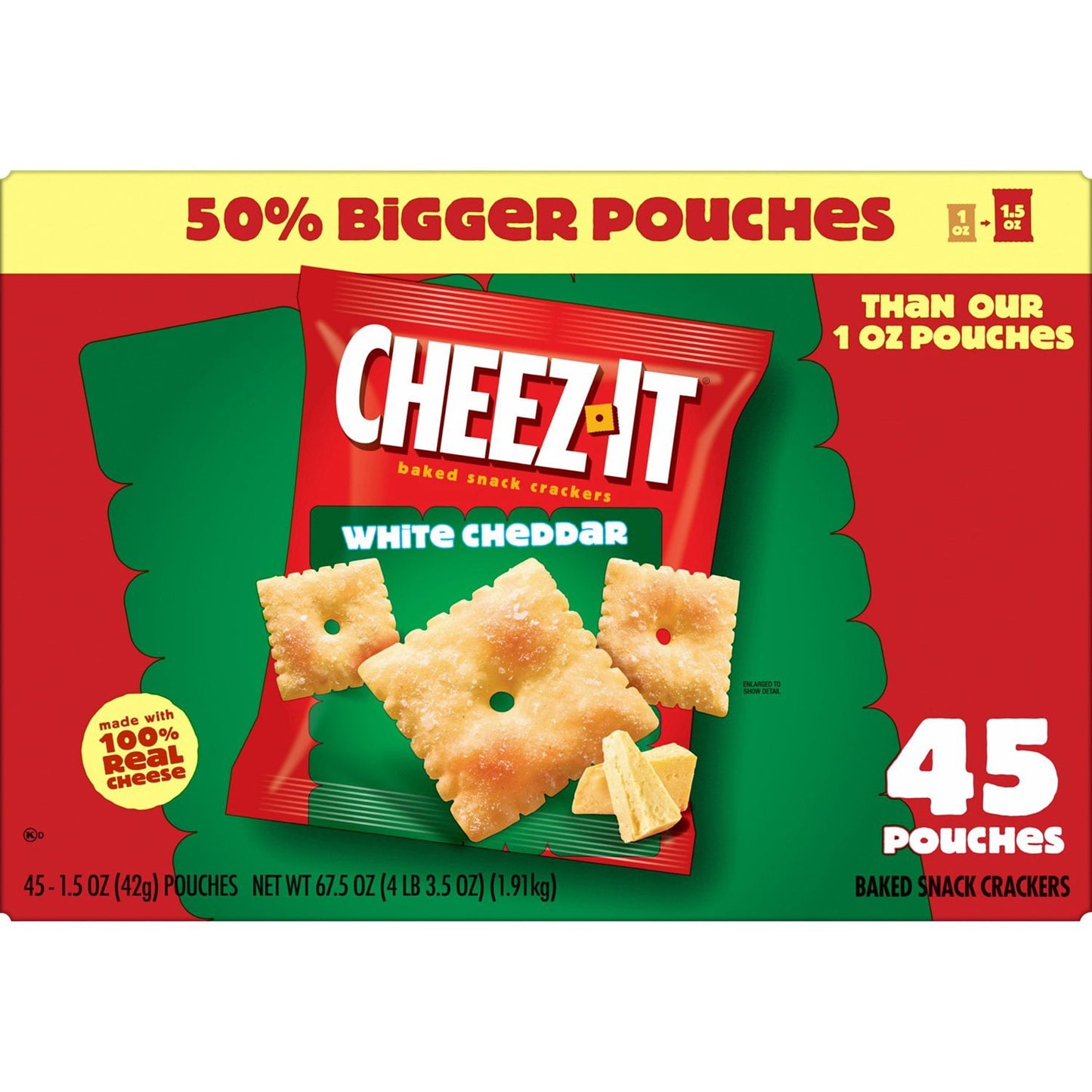 Cheez-It Baked Snack Crackers, White Cheddar, 1.5 oz., 45 pk.