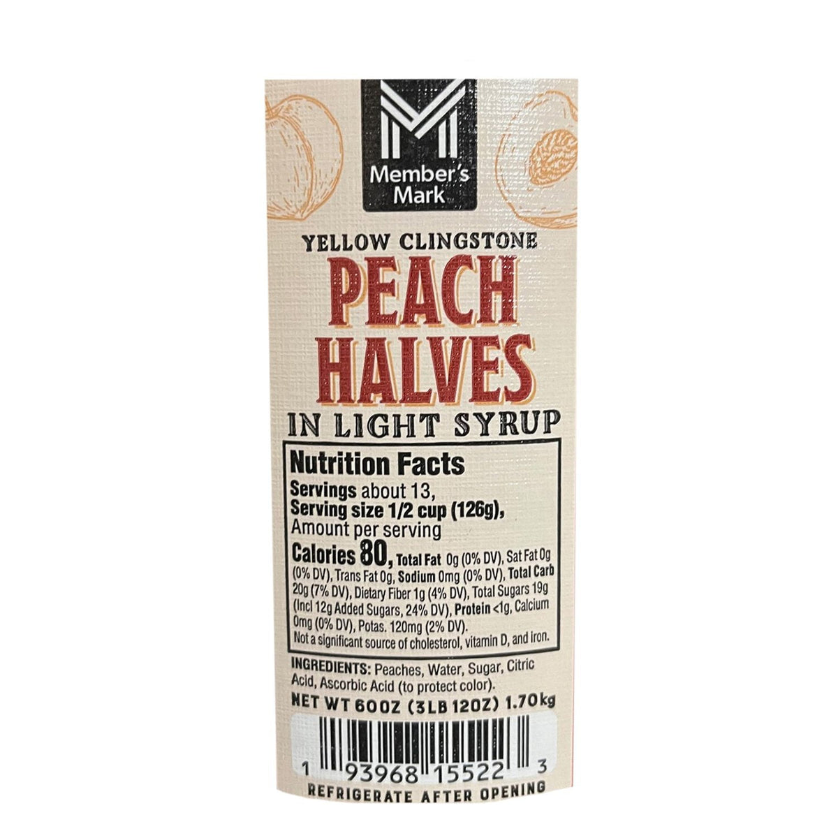 Member's Mark Yellow Clingstone Peach Halves in Light Syrup, 60 oz.