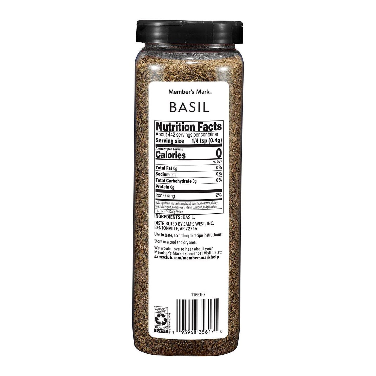 Member's Mark Dried Basil Leaf, 6.25 oz.