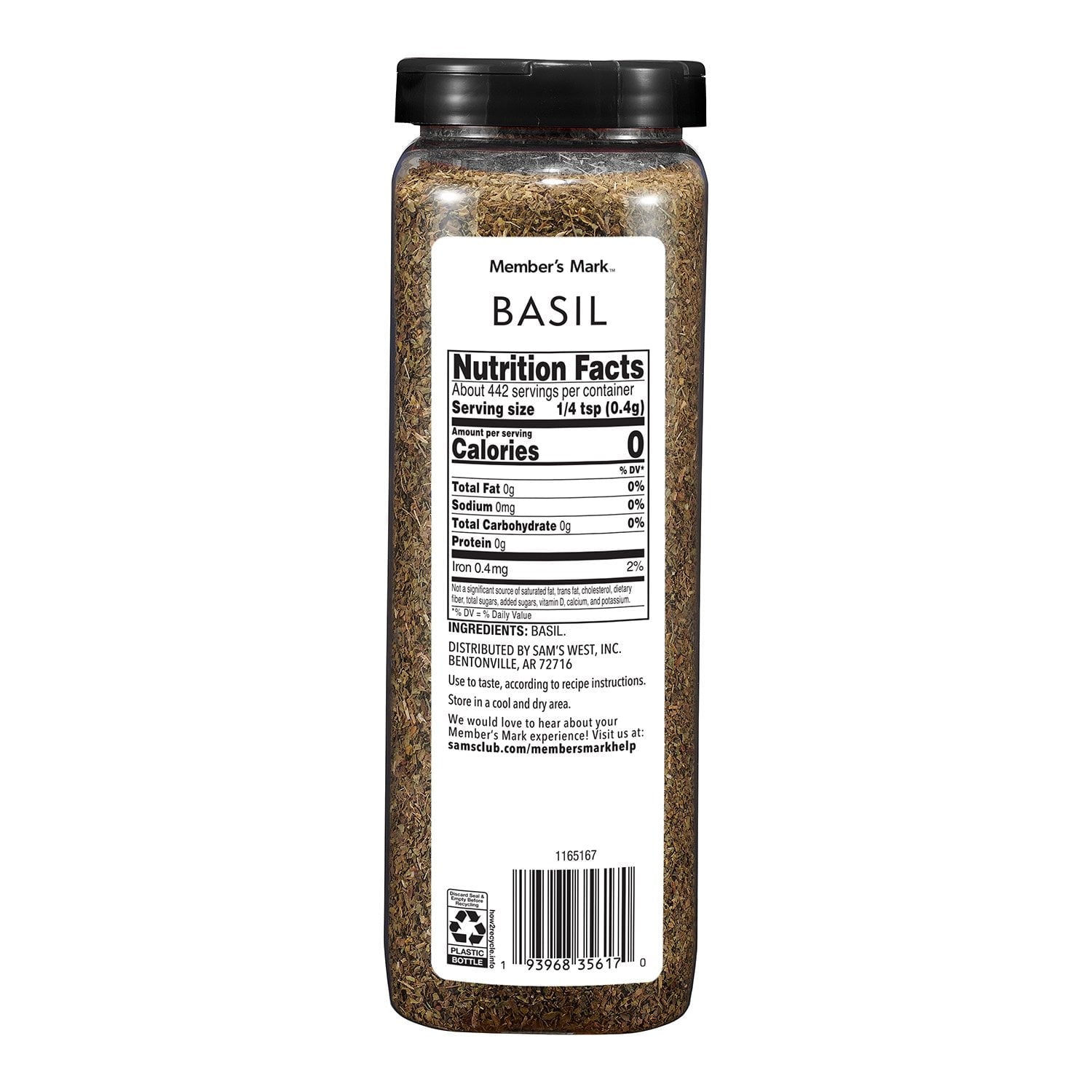 Member's Mark Dried Basil Leaf, 6.25 oz.