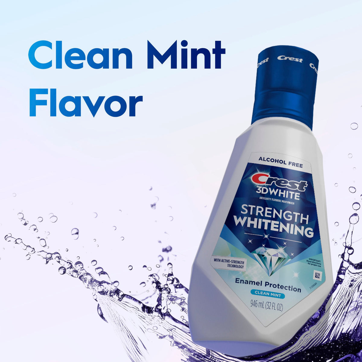 Crest 3D White Strength Whitening Mouthwash, Clean Mint, 32 fl. oz., 2 pk.
