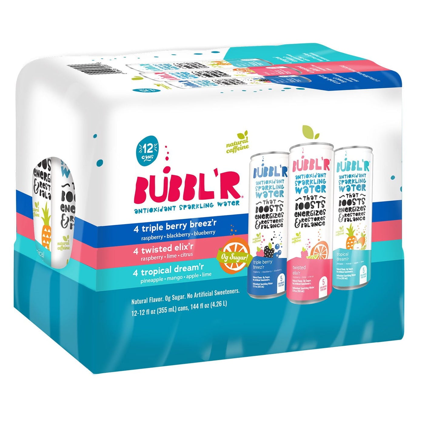 BUBBL'R Sparkling Water Variety Pack, 12 fl. oz., 12 pk.
