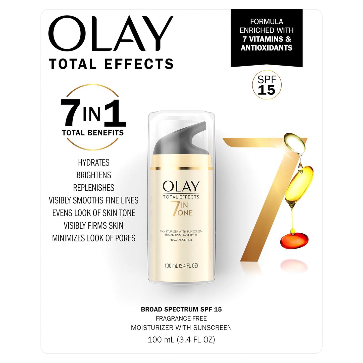 Olay Total Effects Face Moisturizer, SPF 15, 3.4 fl. oz.