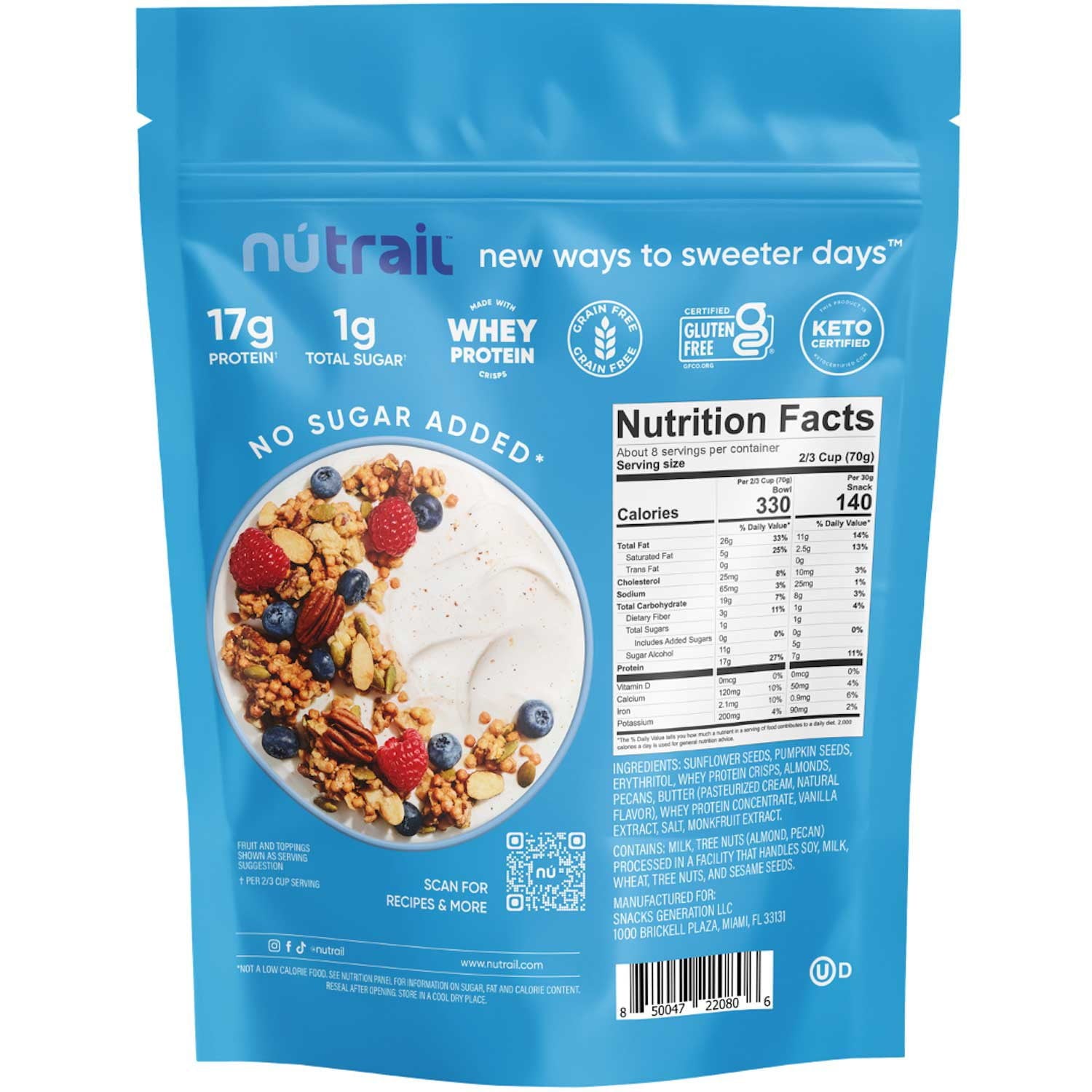 NuTrail Vanilla Almond Protein Granola, 20 oz.
