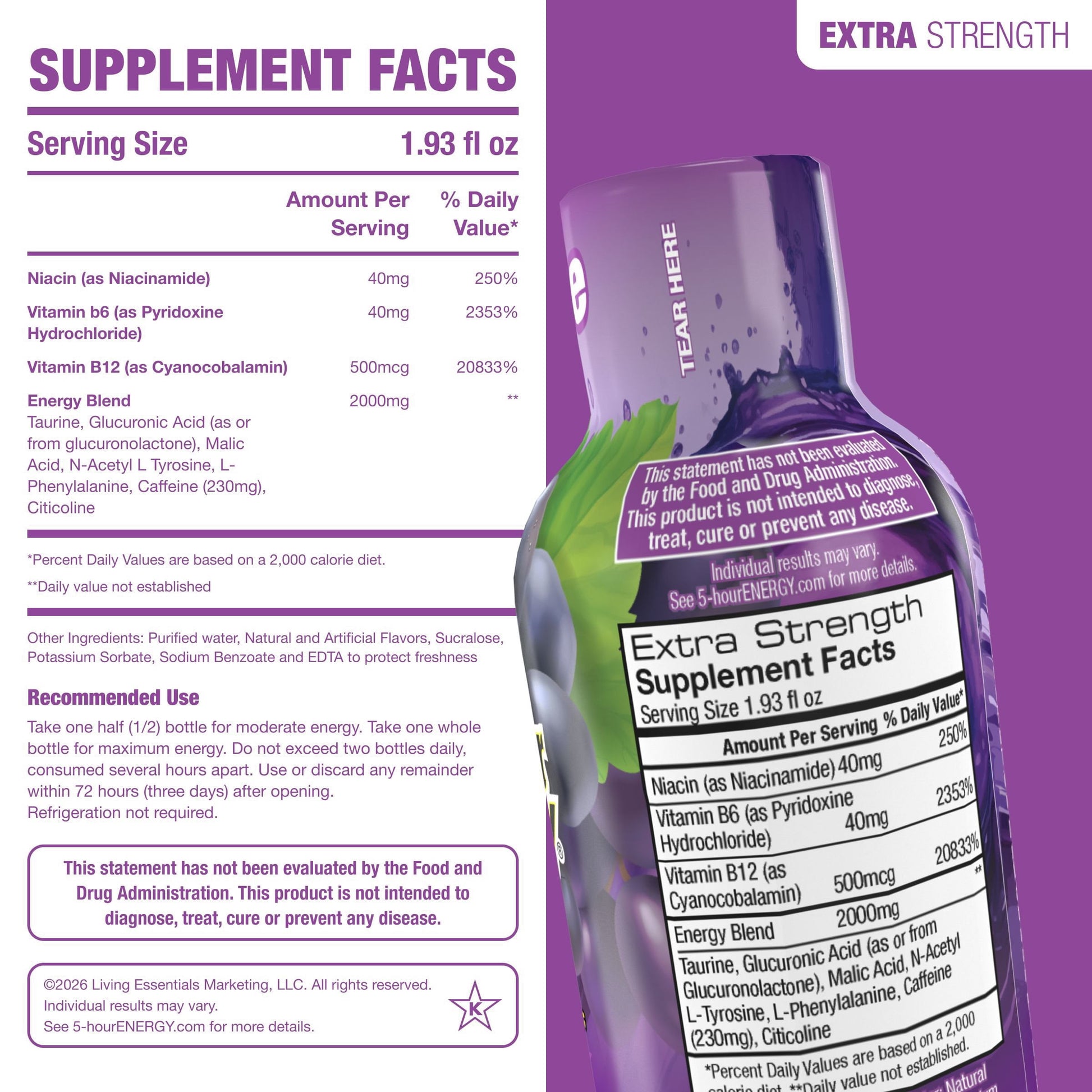 5-hour ENERGY Shot, Extra Strength, Grape 1.93 oz., 24 pk.