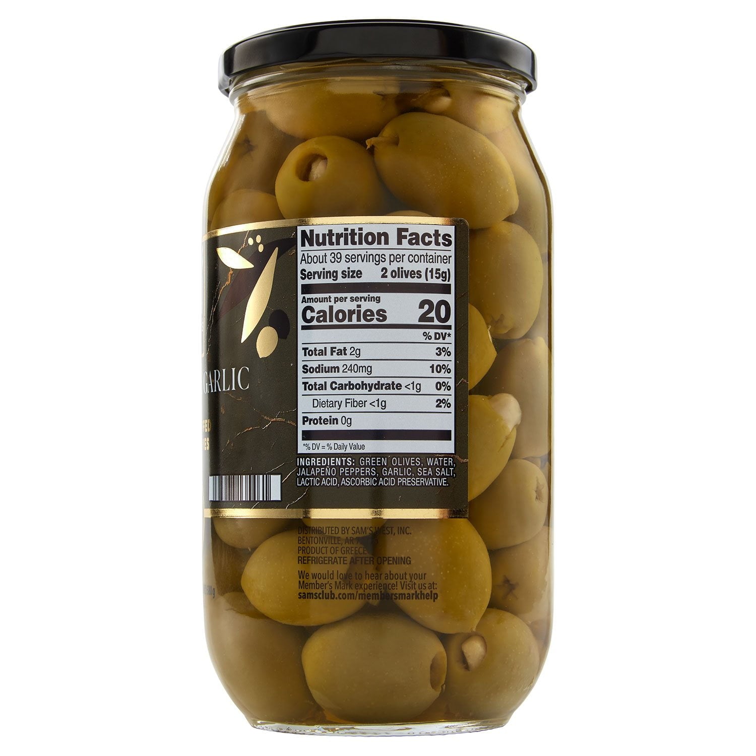 Member's Mark Jalapeno and Garlic Stuffed Olives, 20.5 oz.