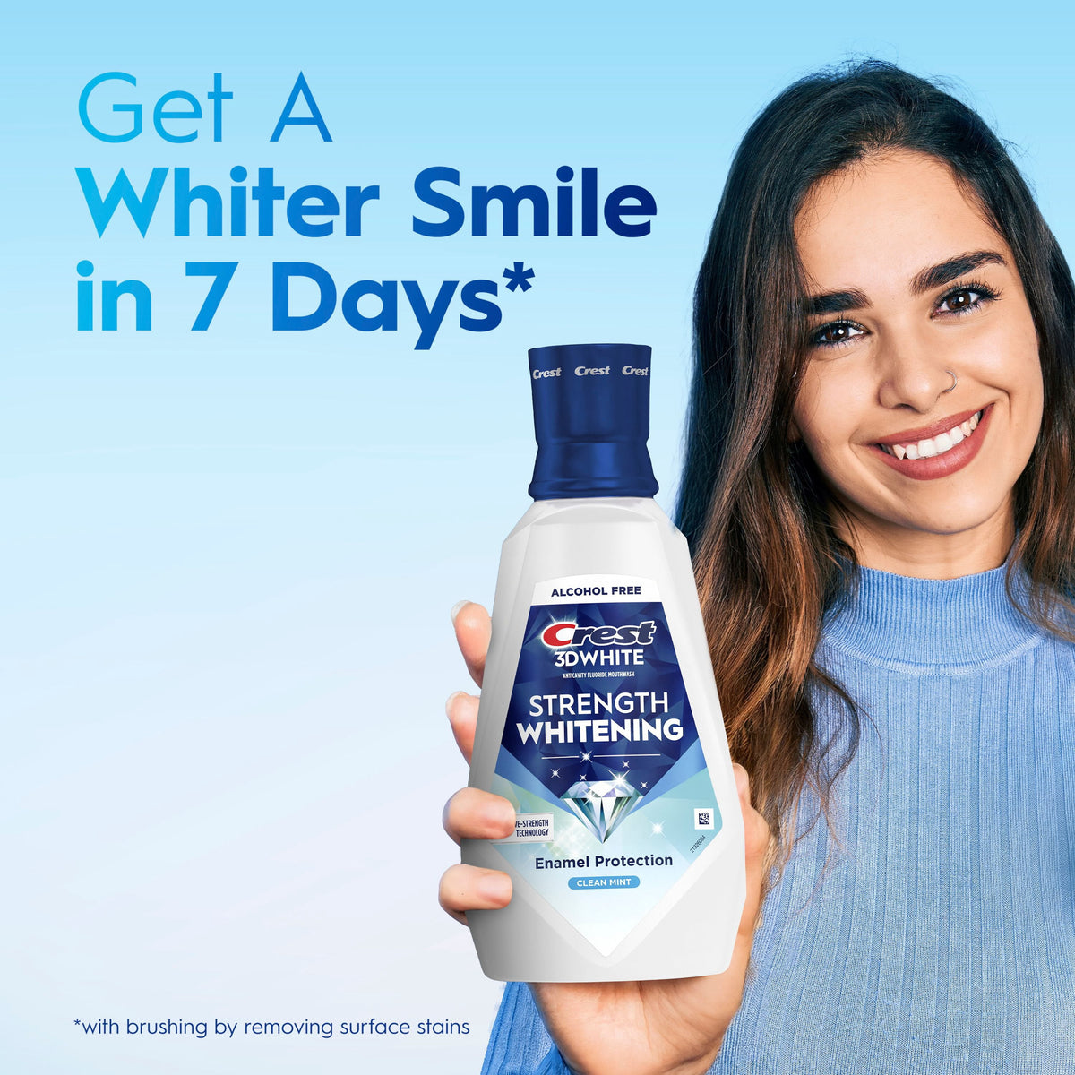 Crest 3D White Strength Whitening Mouthwash, Clean Mint, 32 fl. oz., 2 pk.