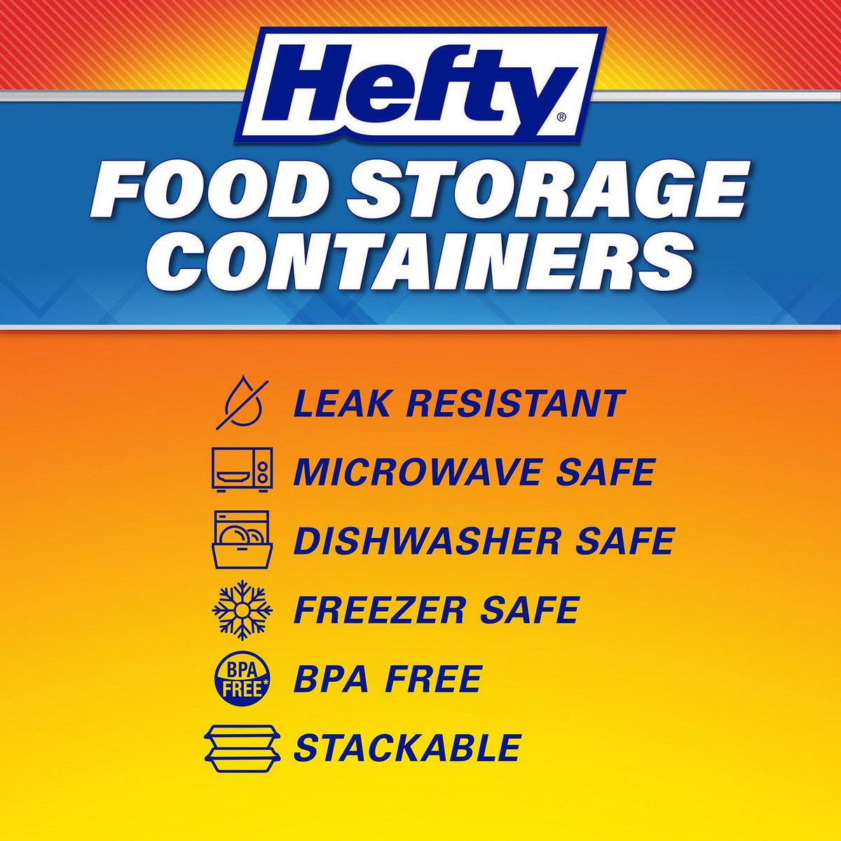 Hefty Food Storage Containers Two Compartment with Lids 32 fl. oz., 50 pcs