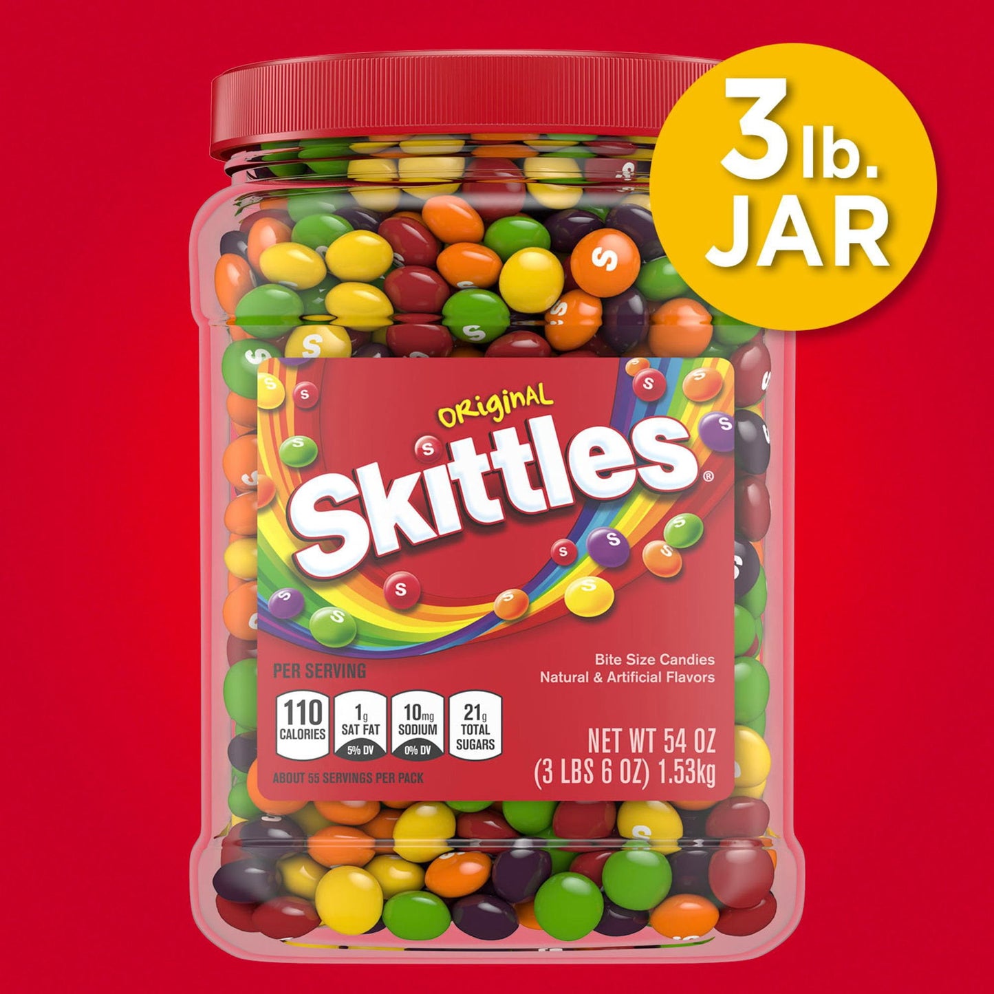 Skittles Original Chewy Candy Bulk Jar, 54 oz.