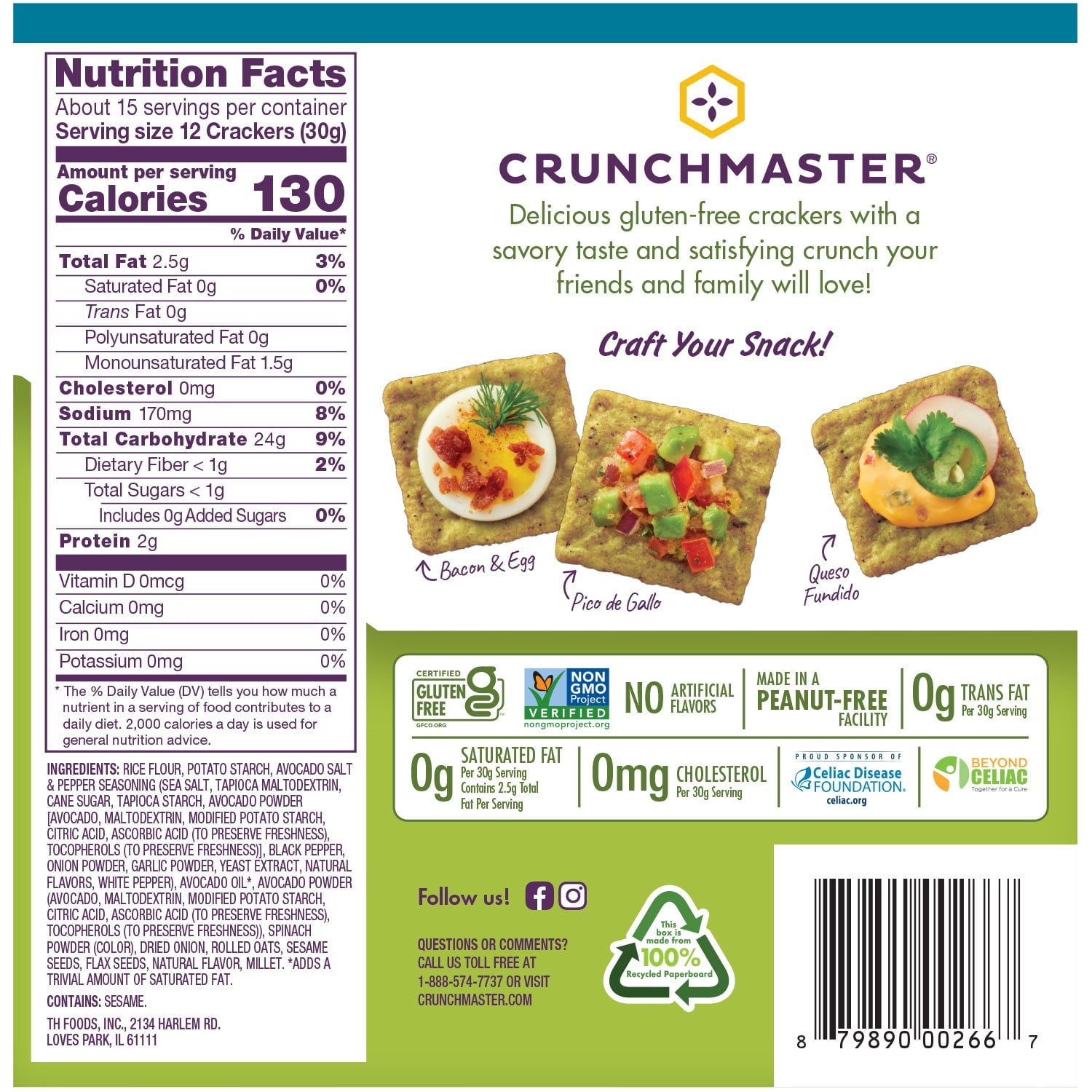 Crunchmaster Avocado Toast with Salt & Pepper Crackers, 16 oz.