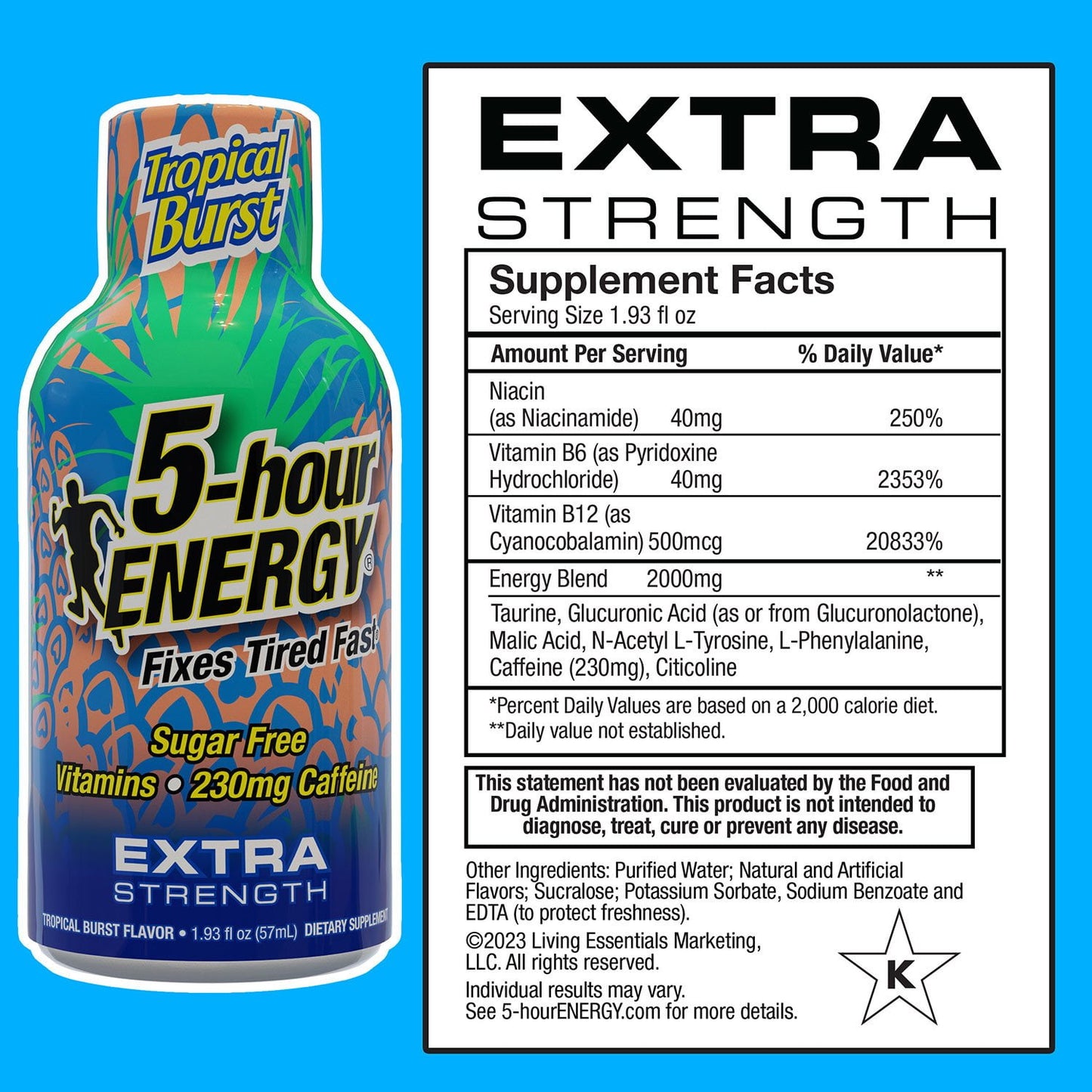 5-hour ENERGY Shot, Extra Strength, Tropical Burst 1.93 oz., 24 pk.