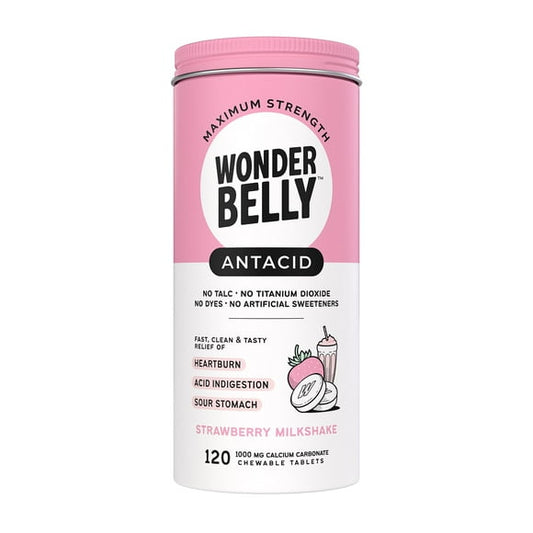 Wonderbelly Strawberry Milkshake Antacid Tablets 120 ct.