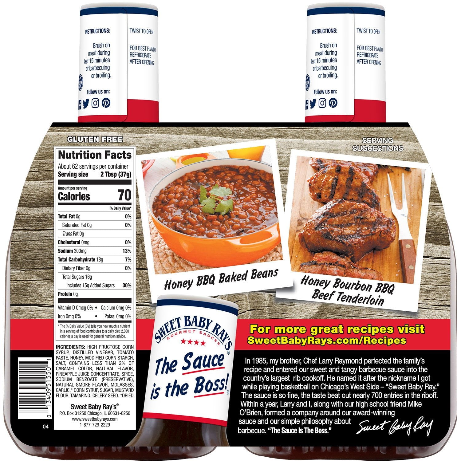 Sweet Baby Ray's Honey Barbecue Sauce, 40 oz., 2 pk.