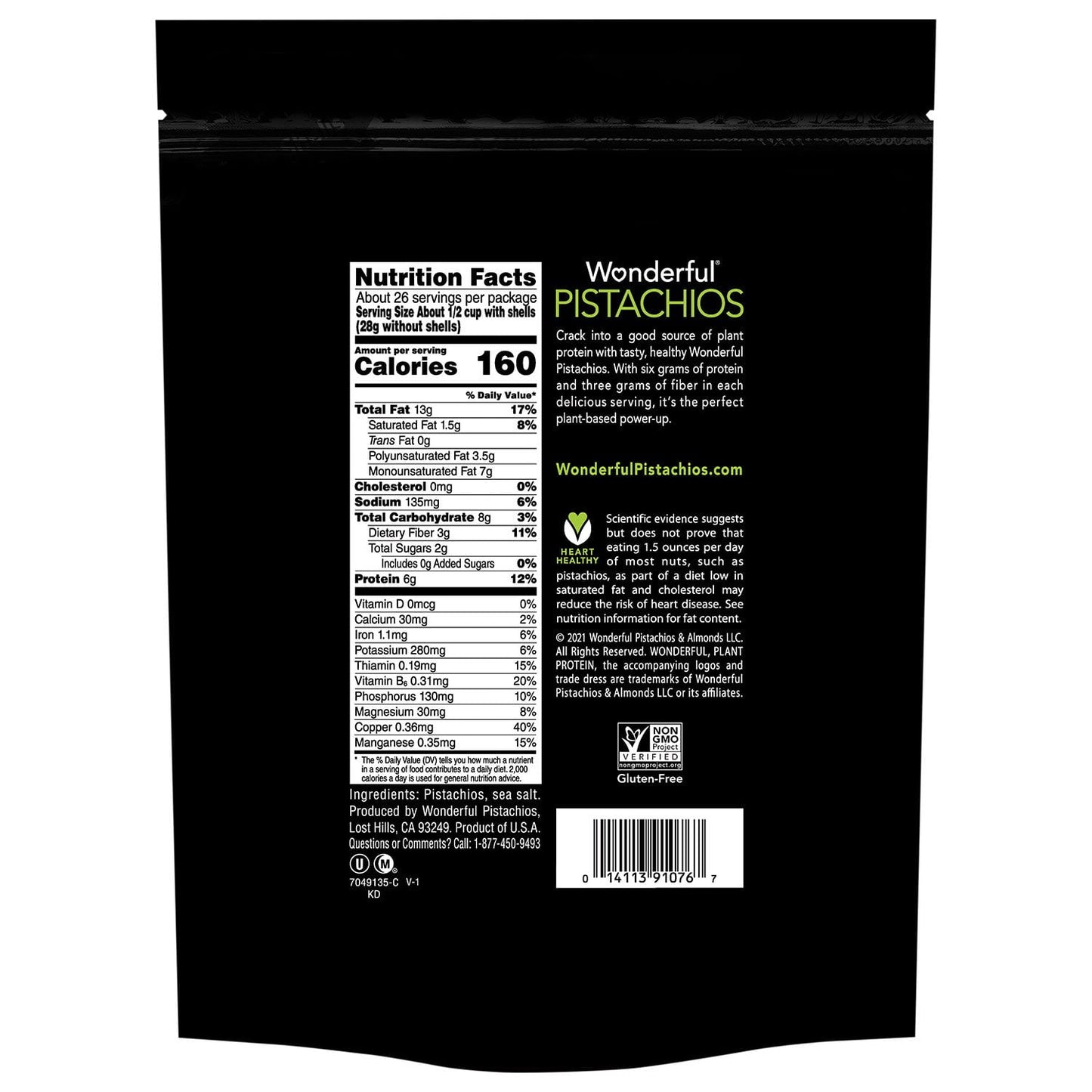 Wonderful Roasted & Salted Pistachios, 48 oz.