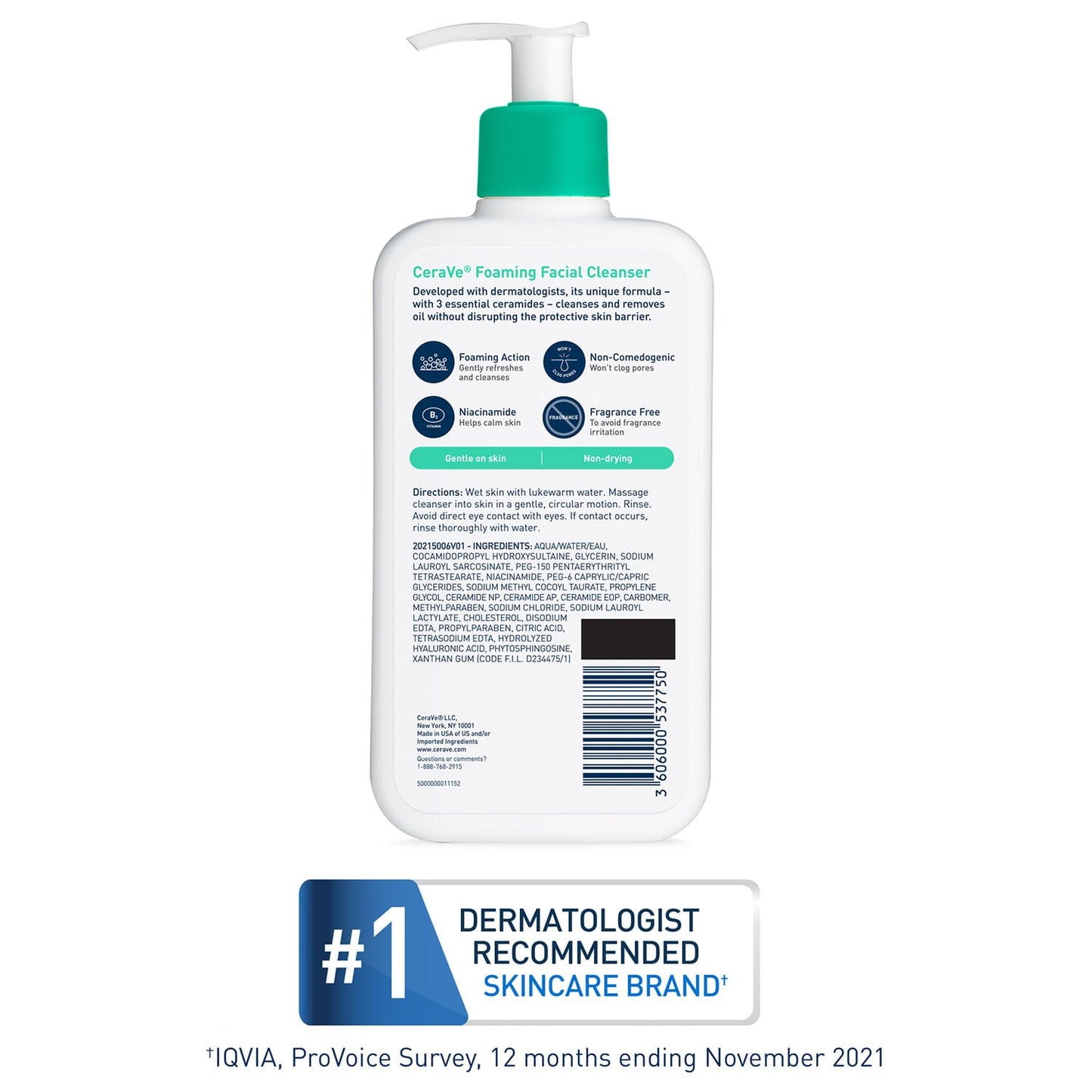 CeraVe Foaming Facial Cleanser, Normal to Oily Skin, 12 fl. oz., 2 pk.