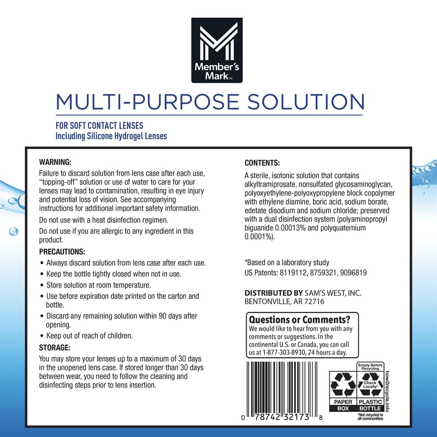 Member's Mark Multi-Purpose Contact Lens Solution, 16 fl. oz., 3 pk.