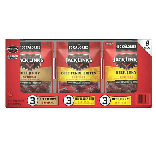 Jack Link's Beef Jerky, Variety Pack, 1.25 oz., 9 pk.