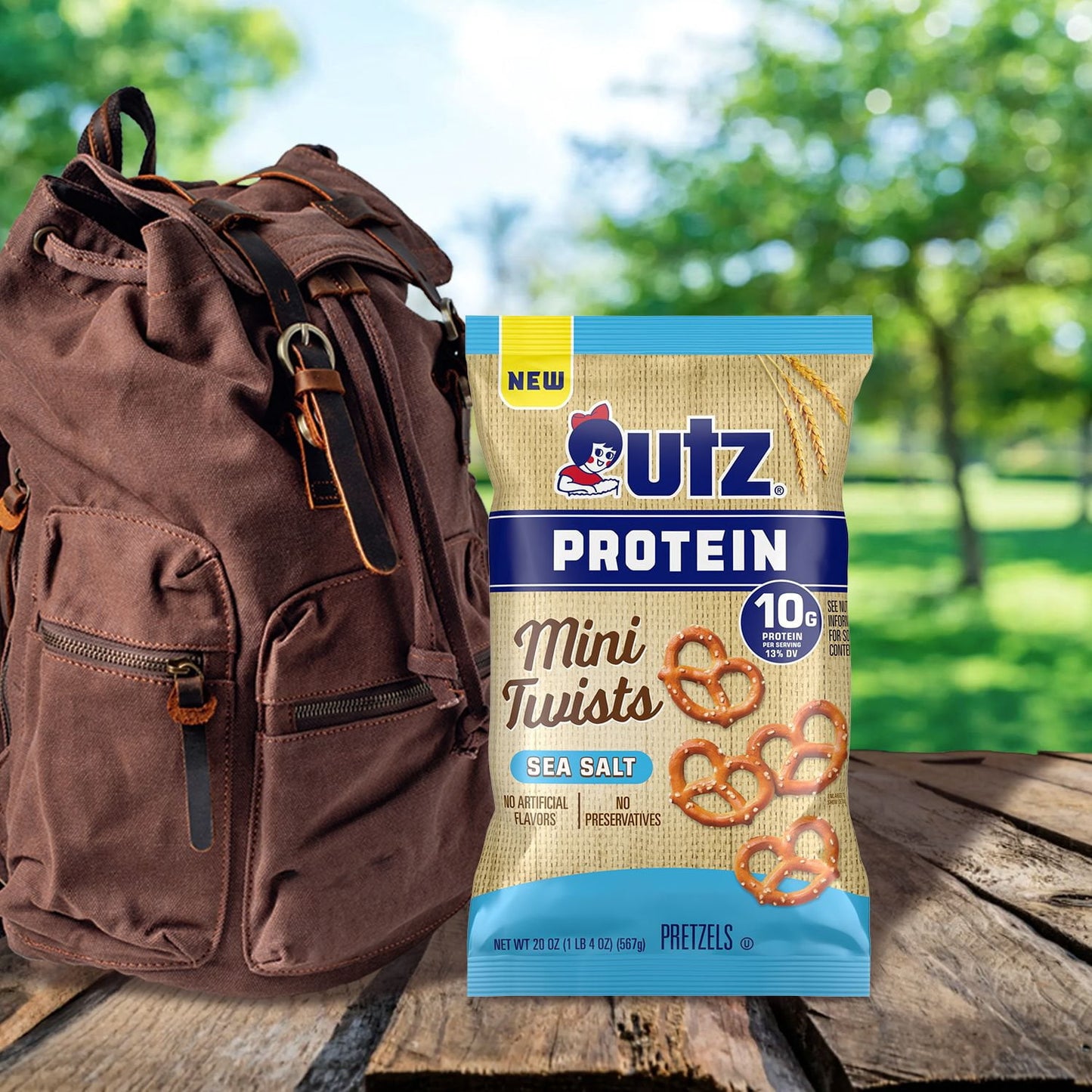 Utz Protein Sea Salt Mini Twists Pretzels, 20 oz.