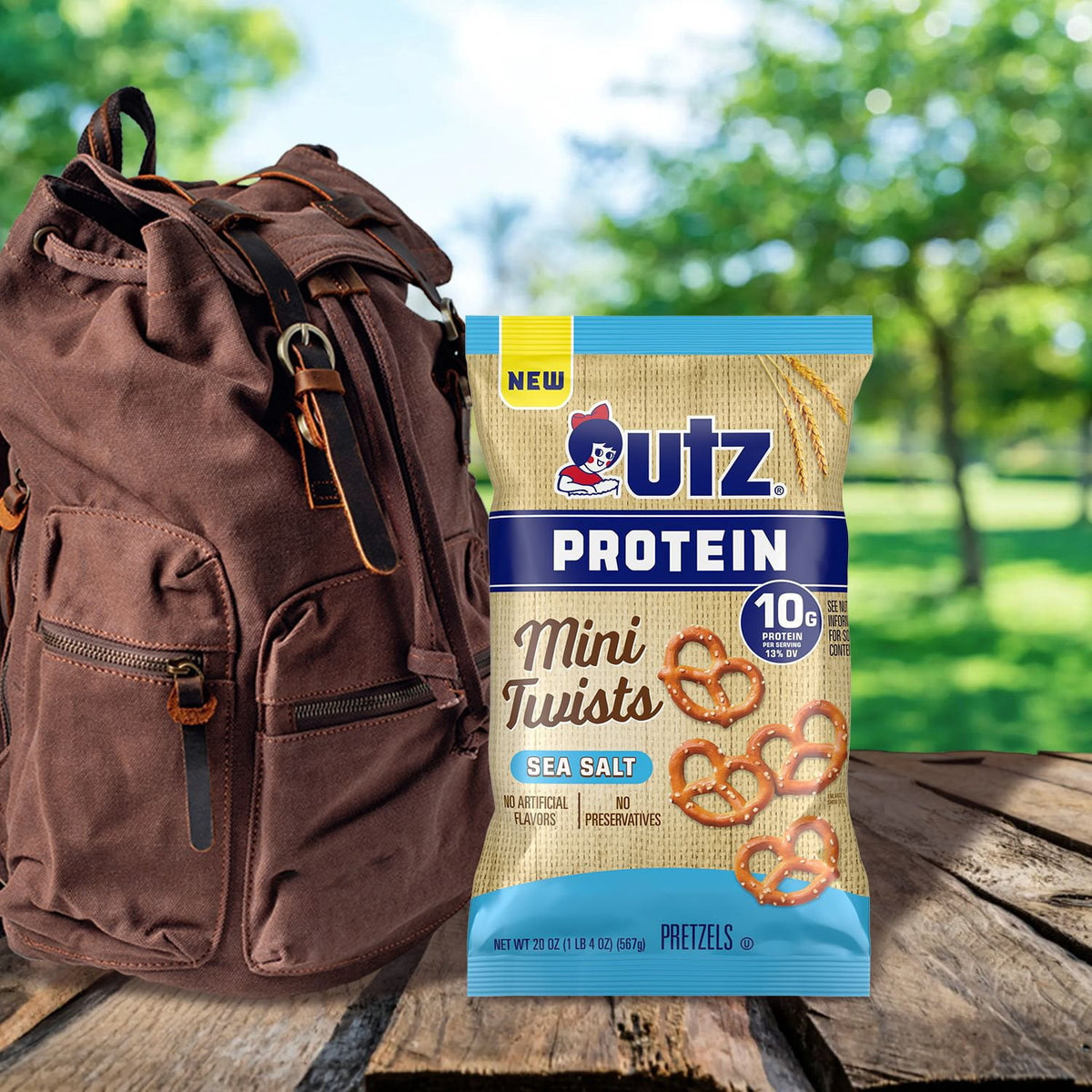 Utz Protein Sea Salt Mini Twists Pretzels, 20 oz.