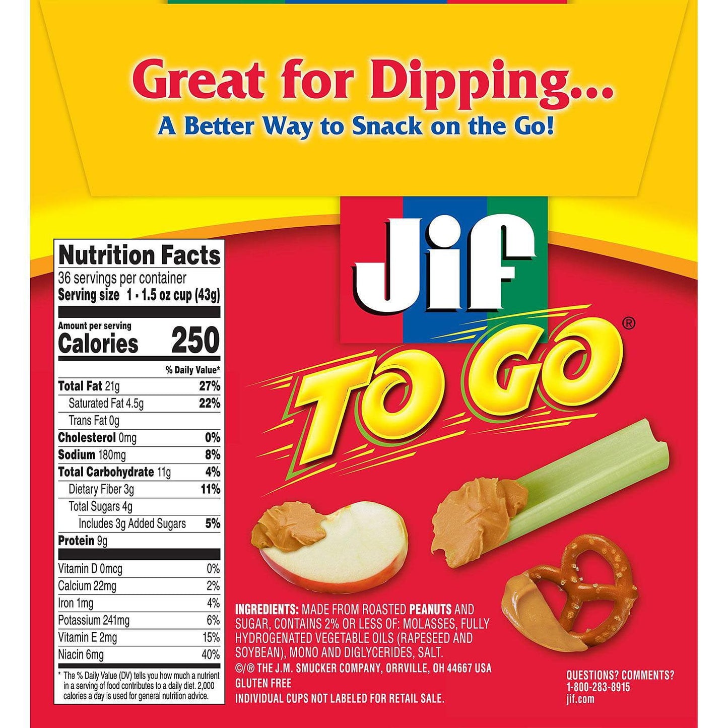 Jif-To-Go Creamy Peanut Butter, 36 ct.