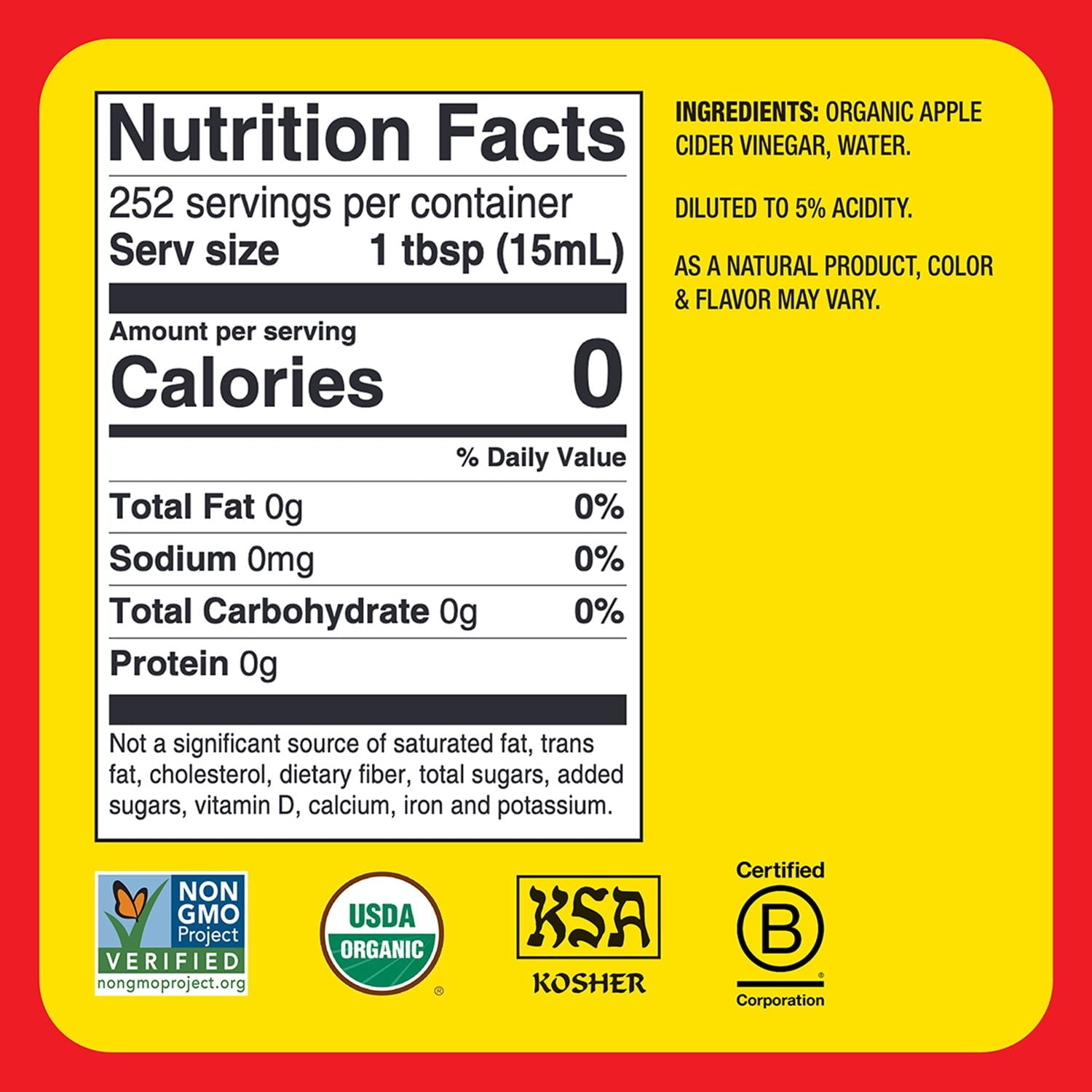 Bragg Organic Raw Unfiltered Apple Cider Vinegar, 128 fl. oz.