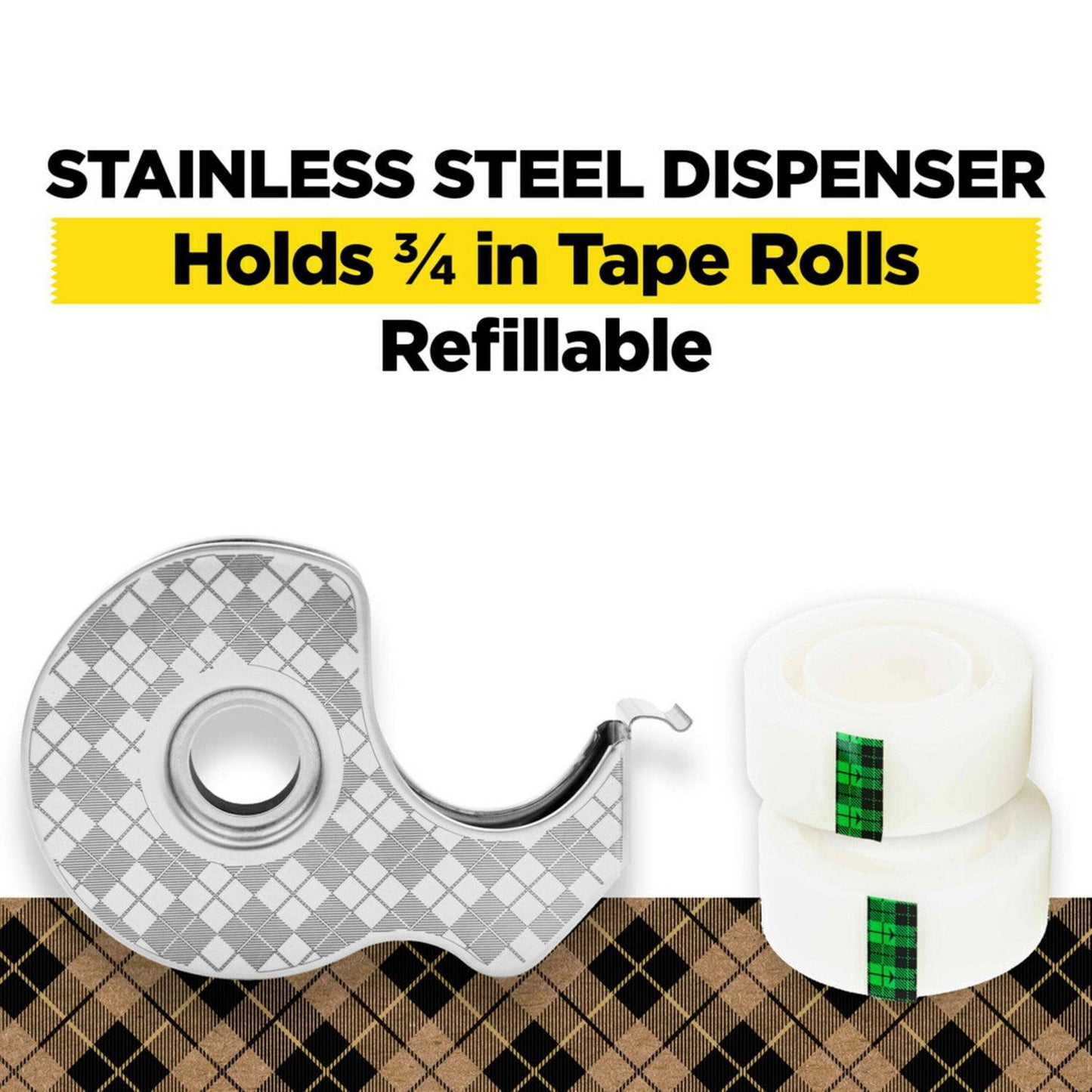 Scotch Stainless Steel Refillable Dispenser and Scotch Magic Tape with 66% Plant Based Adhesive, 0.75" x 550"