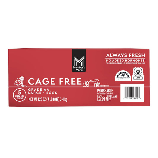 Member's Mark Cage Free Grade AA Large White Eggs, 5 dozen
