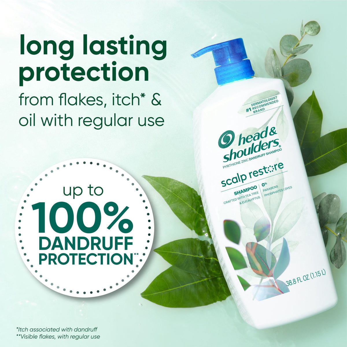 Head & Shoulders Scalp Restore Anti-Dandruff Shampoo with Tea Tree & Eucalyptus, Removes Buildup & Repairs Damage, 38.8 fl. oz.
