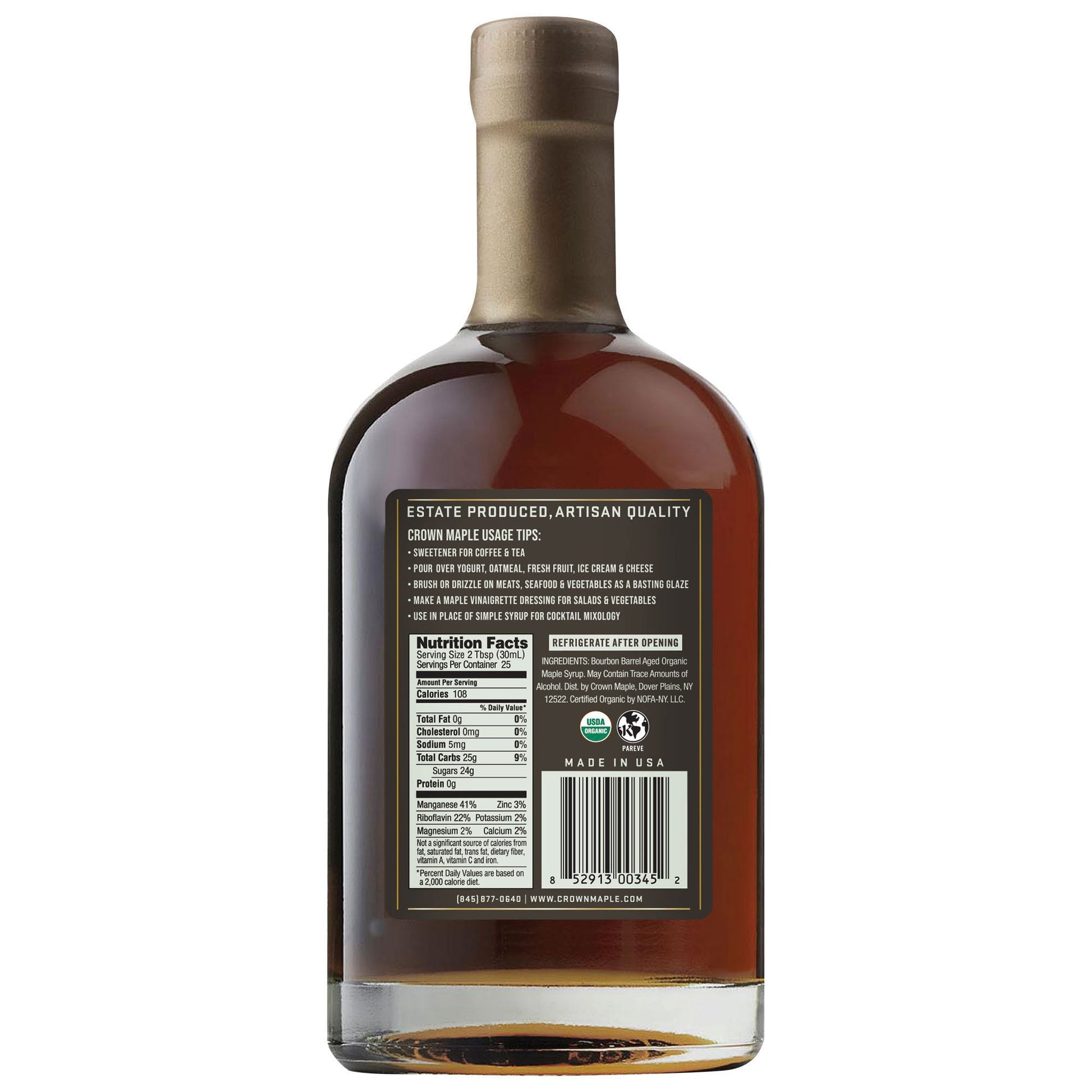 Crown Maple Bourbon Barrel Aged Organic Maple Syrup, 25 fl. oz.