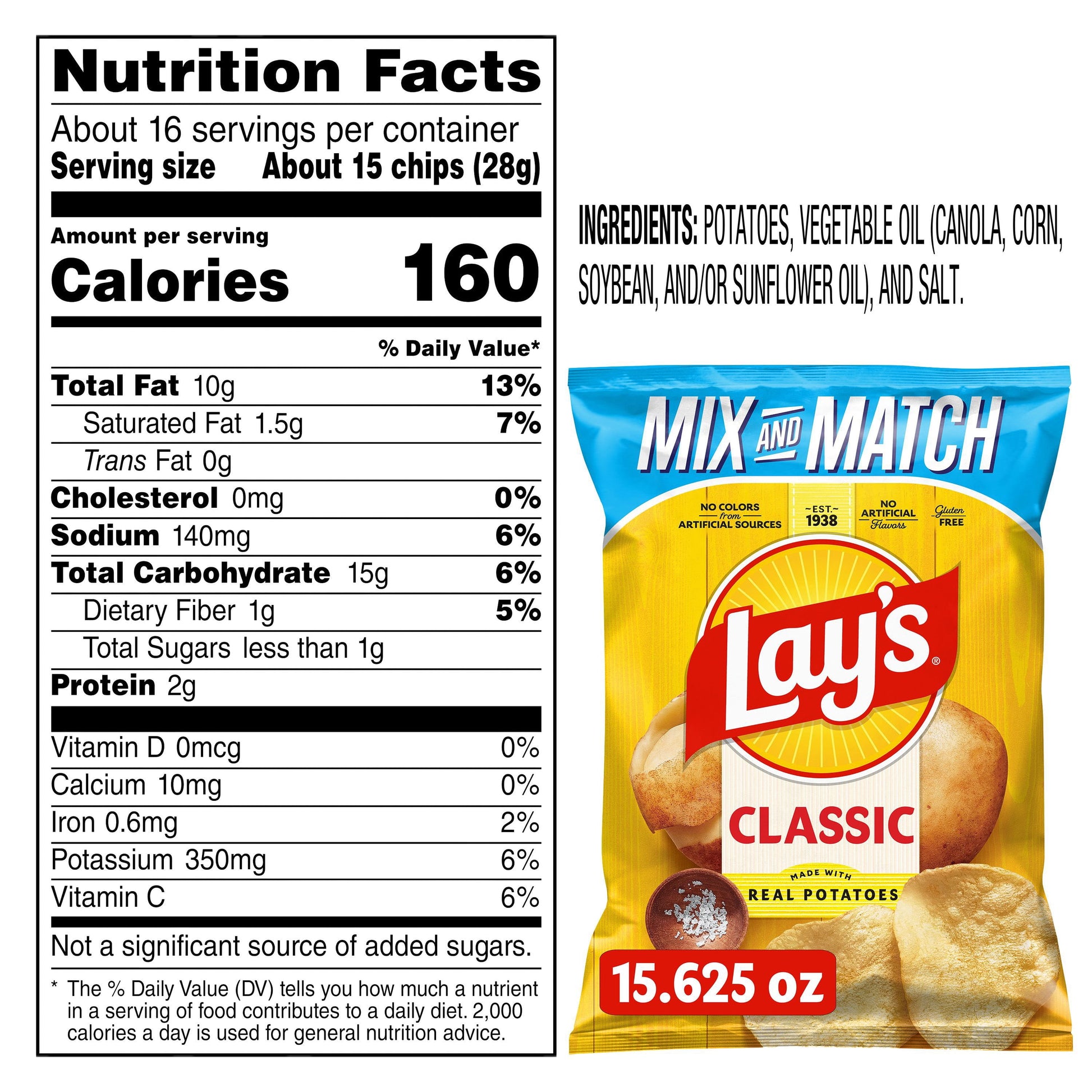 Lay's Classic Potato Chips, 15.625 oz.