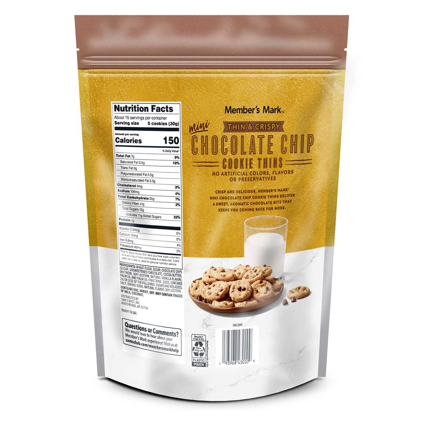 Member's Mark Chocolate Chip Cookie Thins, 16 oz.