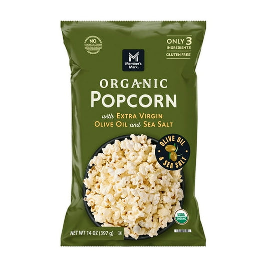 Member's Mark Organic Popcorn with Extra Virgin Olive Oil and Sea Salt, 14 oz.