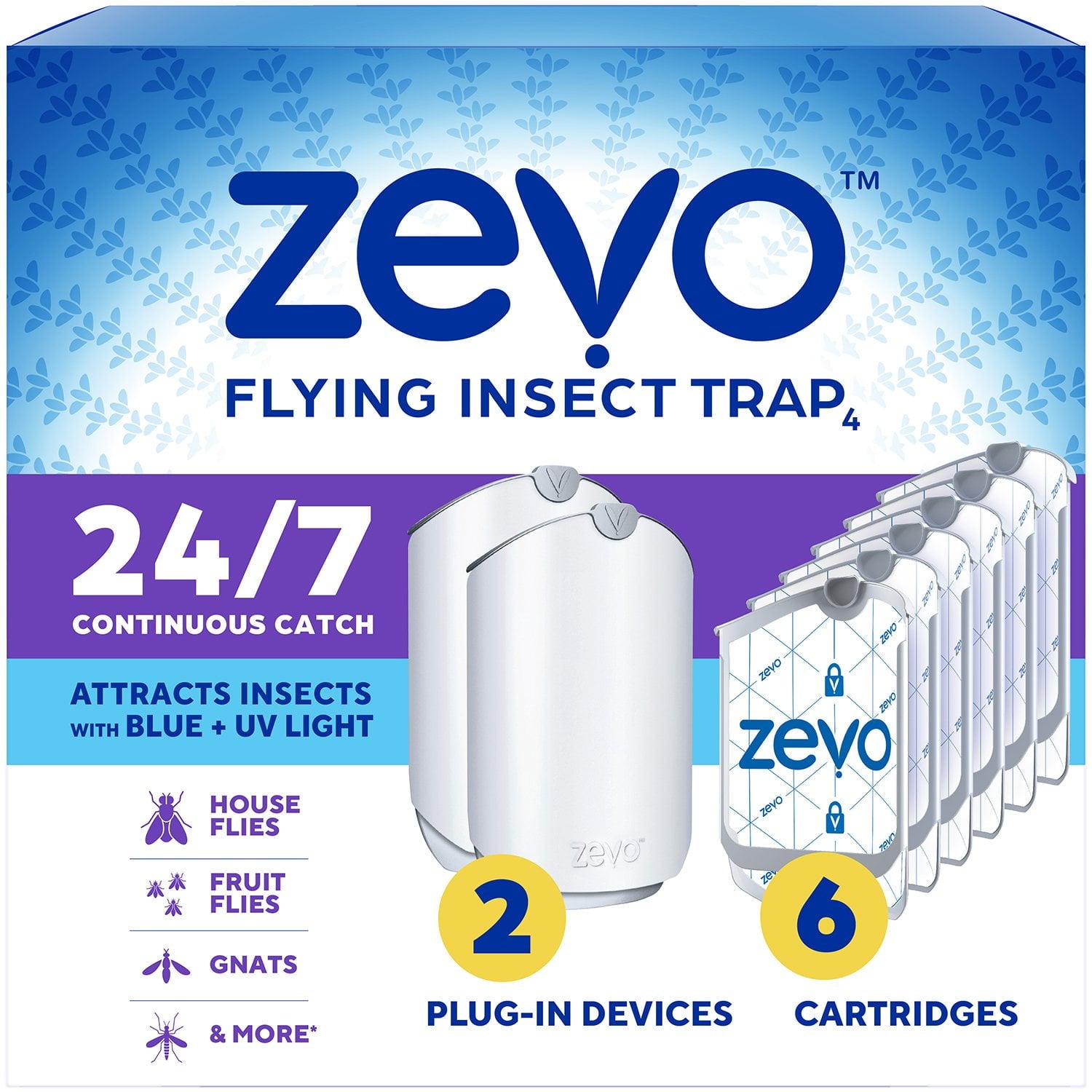 Zevo Flying Insect Trap with 2 devices + 6 Refill Cartridges