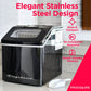 Frigidaire Ice Maker, Countertop Stainless Steel Ice Maker with Transparent Window, Clear Ice Cube Maker with 40 lbs. Capacity, Ice Maker Machine