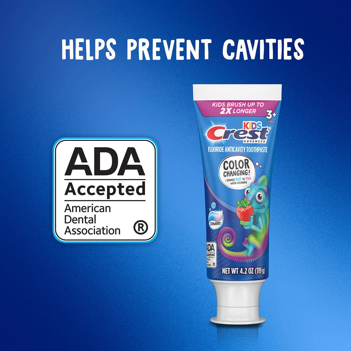 Crest Kid's Advanced Color Changing Toothpaste, Strawberry, 4.2 oz., 4 pk.