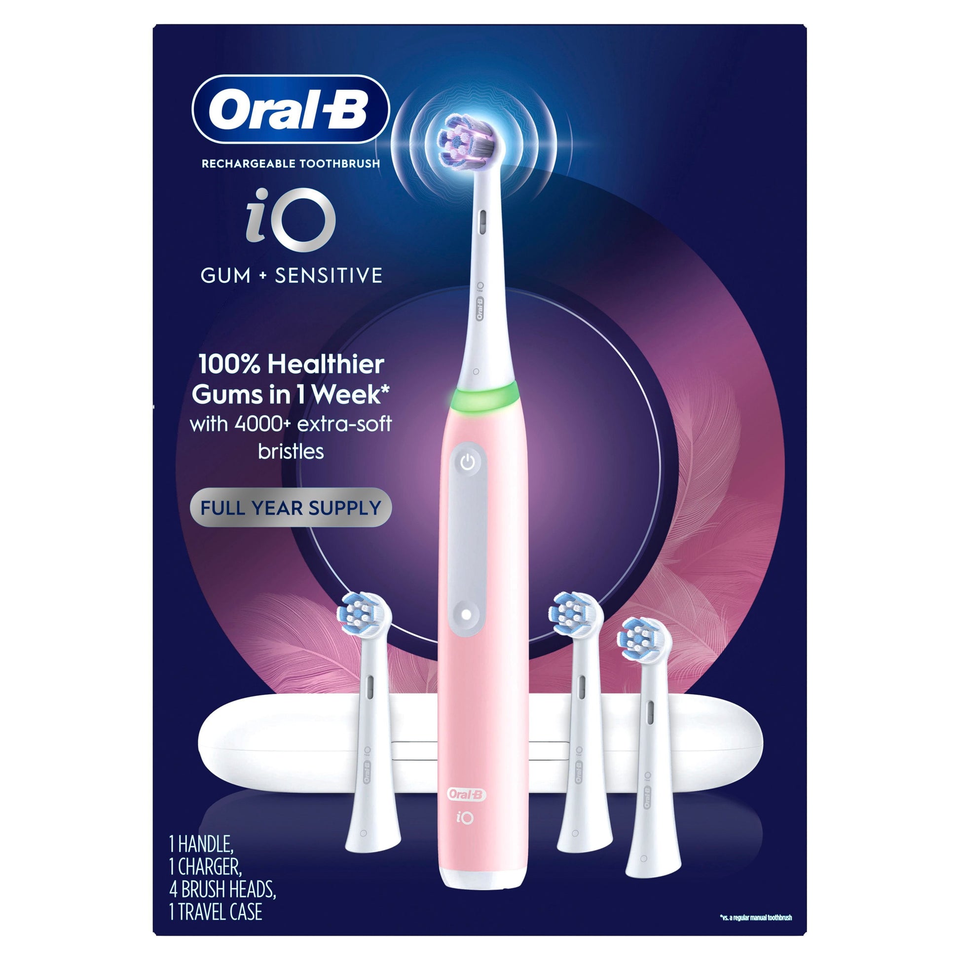 Oral B iO Series Gum + Sensitive Rechargeable Toothbrush, 4 Brush Heads