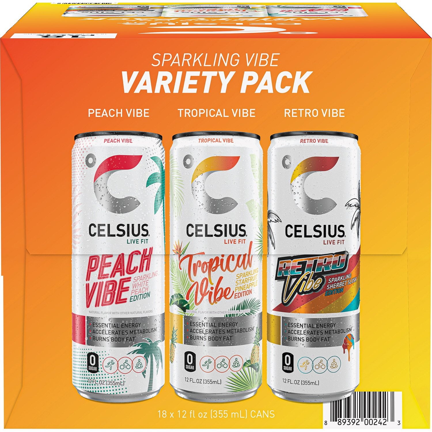 Celsius Live Fit Sparkling Vibe Variety Pack 12 fl. oz., 18 pk.