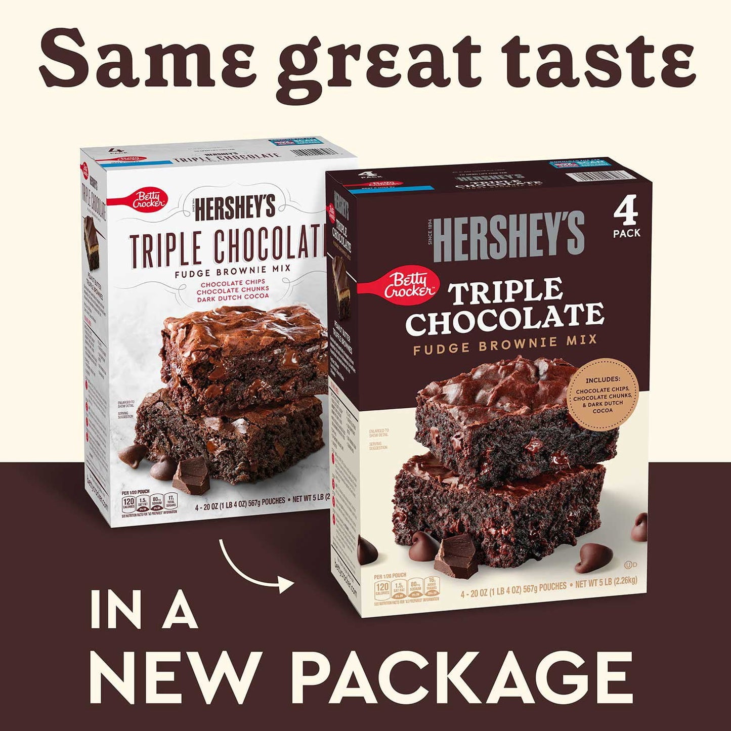 Betty Crocker HERSHEY'S Triple Chocolate Fudge Brownie Mix, 20 oz., 4 pk.