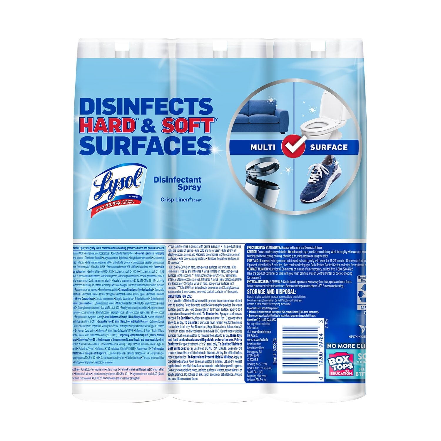 Lysol Disinfectant Spray, Crisp Linen 19 oz., 3 pk.