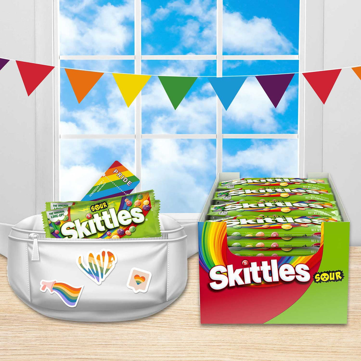 Skittles Sour Fruity Chewy Candy, Full Size, 1.8 oz., 24 pk.