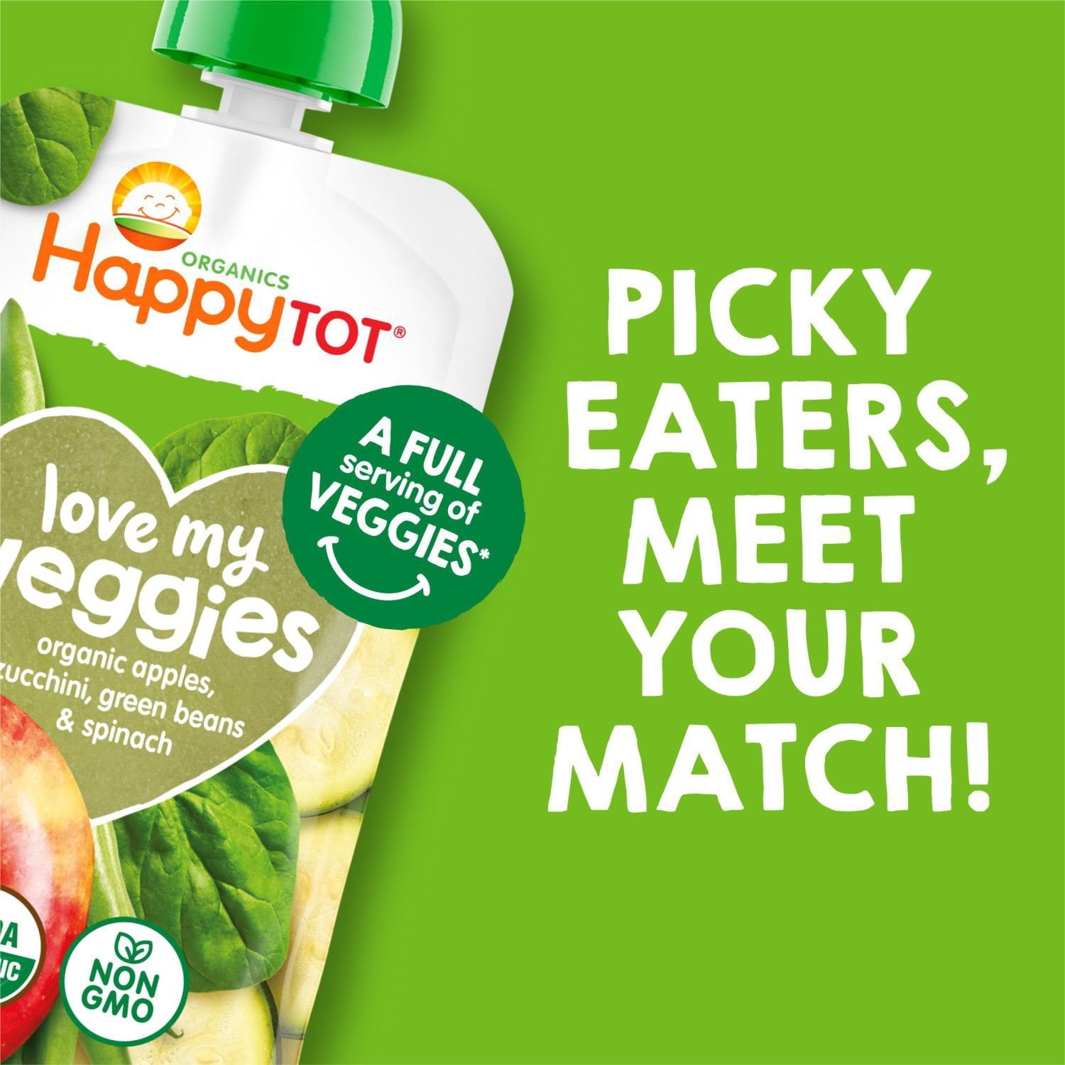 HappyTOT Organics Love My Veggies, Variety Pack, Stage 4 Pouch, 4.22 oz., 12 ct.