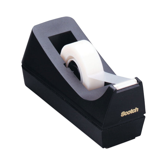 Scotch - Desktop Tape Dispenser, 1" Core, Weighted Non-Skid Base - Black