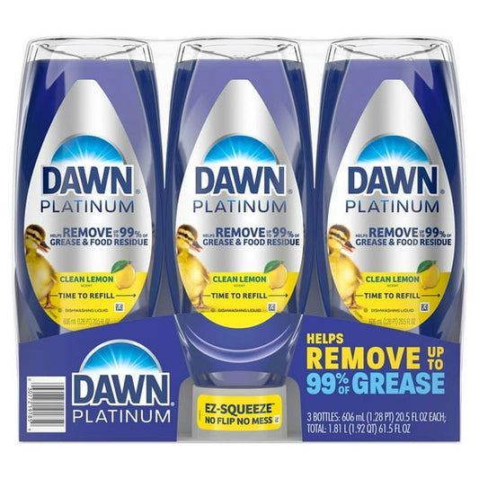 Dawn Platinum EZ- Squeeze Liquid Dish Soap, Lemon, 3 ct., 61.5 fl. oz.
