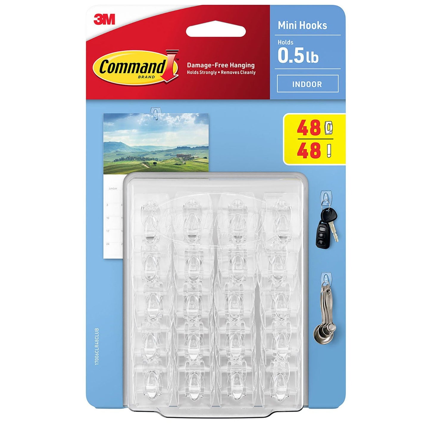 Command Mini Wall Hooks, Clear 48 Hooks + 48 Command Strips