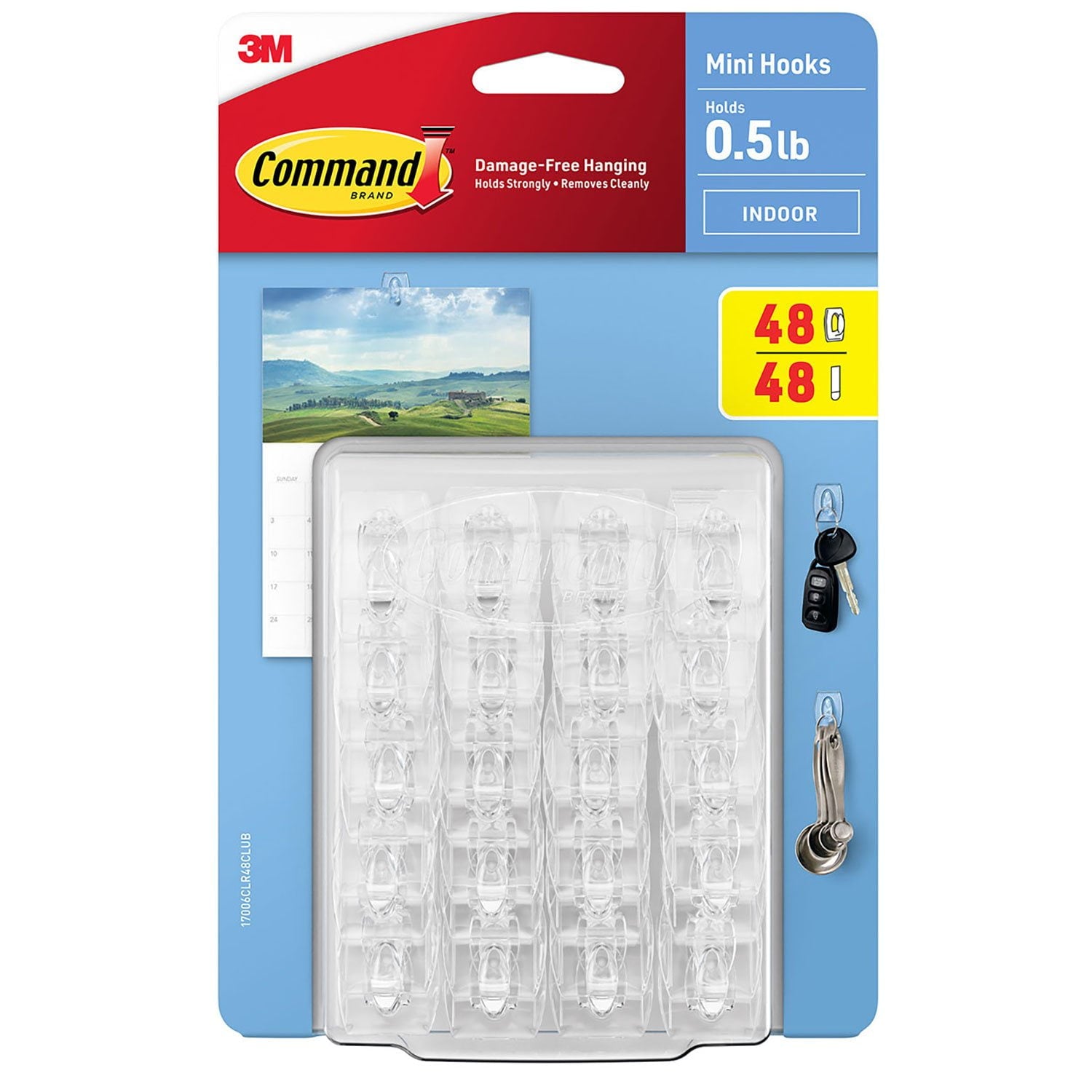 Command Mini Wall Hooks, Clear 48 Hooks + 48 Command Strips