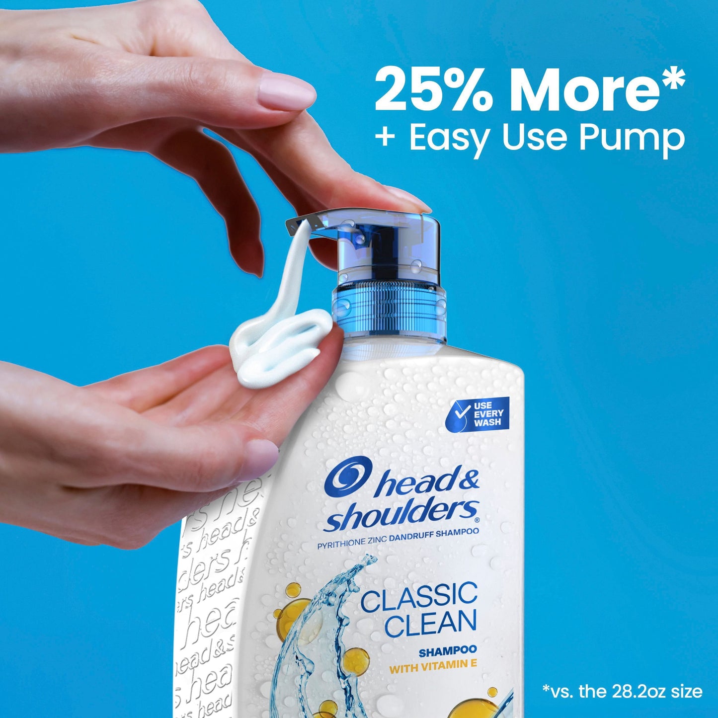 Head & Shoulders Classic Clean Anti-Dandruff Shampoo, Vitamin E, Flake Protection & Itch Relief, 38.8 fl. oz.